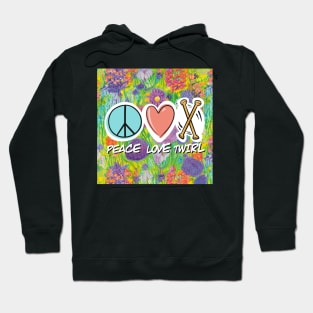 Peace Love Twirl symbol pastel flowers design Hoodie